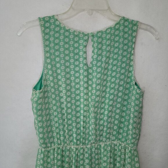 Doe & Rae Dress Womens M Green Floral Stretch Lined Cottagecore Sleeveless Flowy - Picture 5 of 11